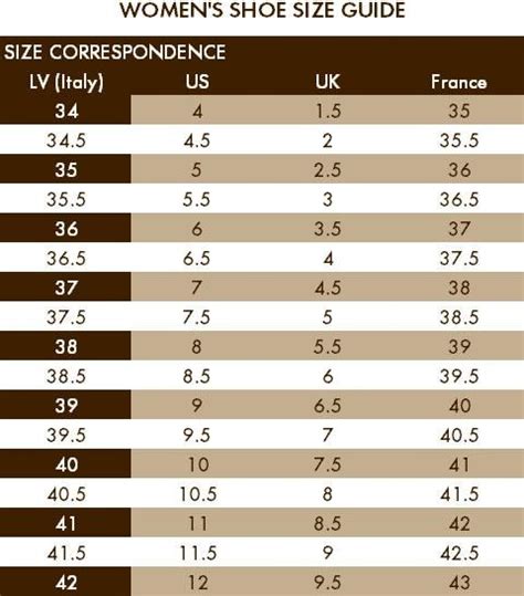 Louis Vuitton shoe size chart